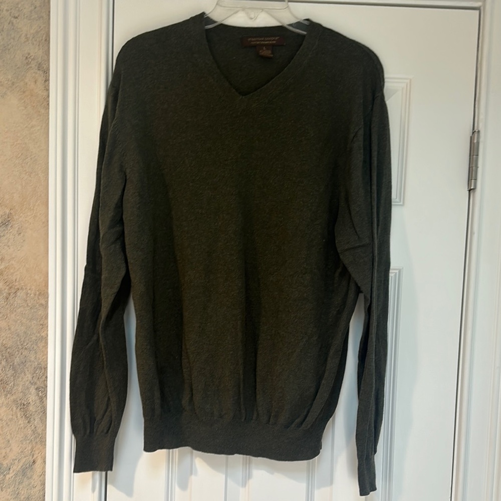 Sebastian Cooper Green V-Neck Sweater Classic Knit